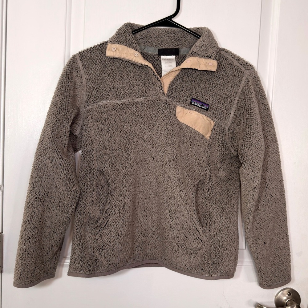Patagonia Re-Tool Snap-T Fleece Pullover Gray High Pile Fuzzy Sweater Womens XS